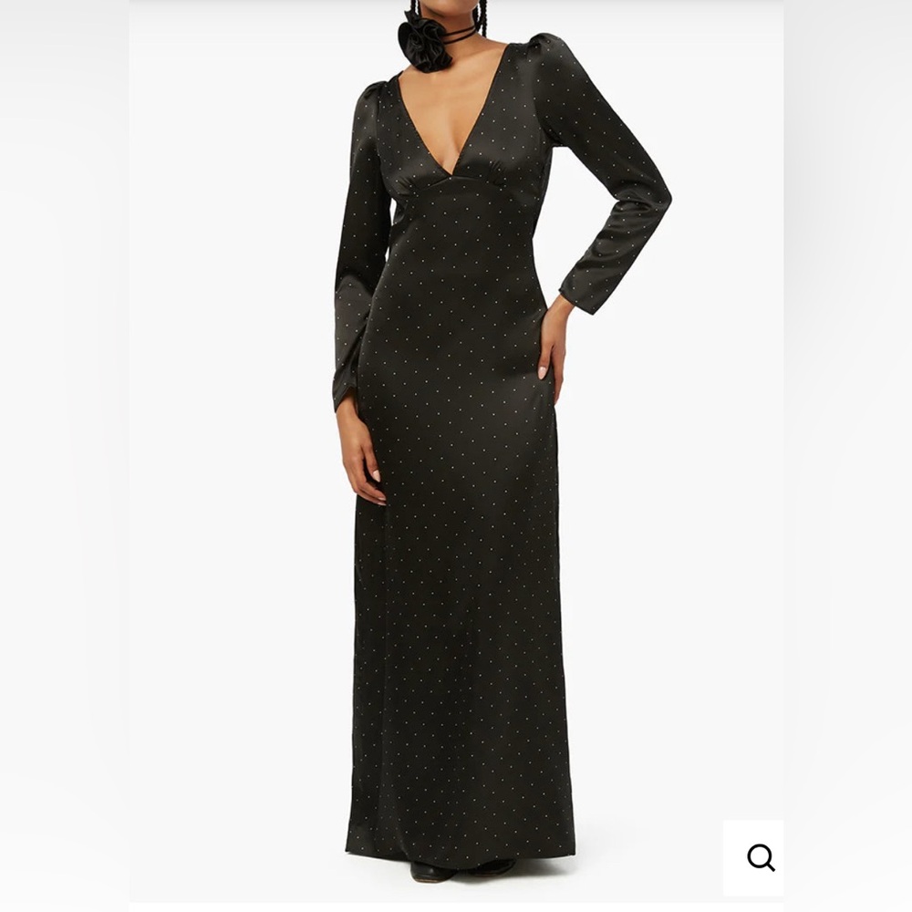 We Wore What Cowl Black Maxi Dress Polka Dot Size 4 NWT Gown